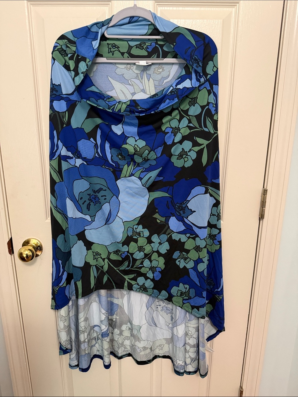 LuLaRoe Blue & Green Floral High-Low Skirt